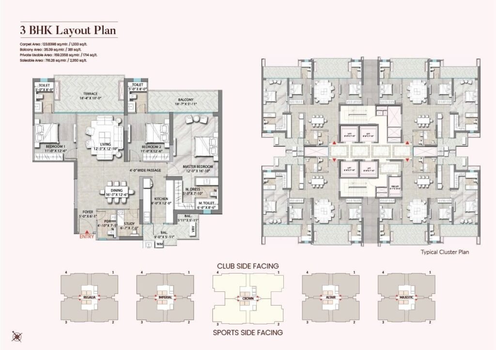 suncity monarch 3BHK Floor Plan