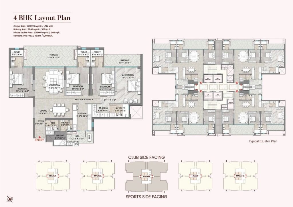 suncity monarch 4BHK Floor Plan